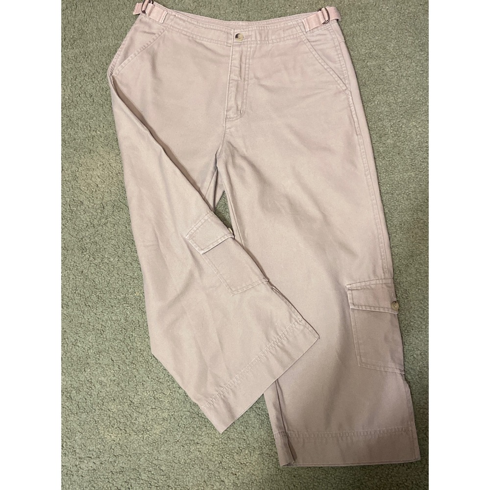 Woolrich Womens Khaki Cargo Pants 6 Tan Cotton Wide Leg Cropped Utility 1407